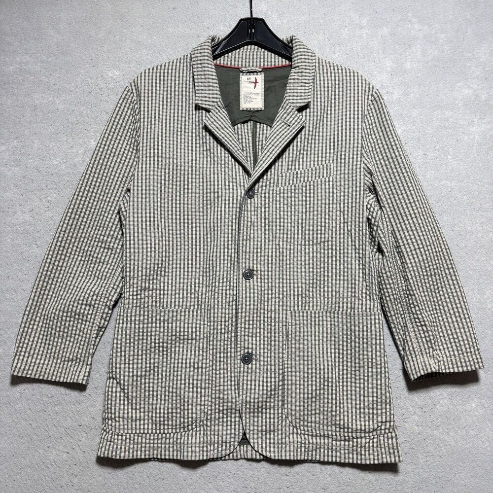 Relwen Trap Blazer Seer Sucker Cotton Unstructured Sport Coat Jacket Men Medium